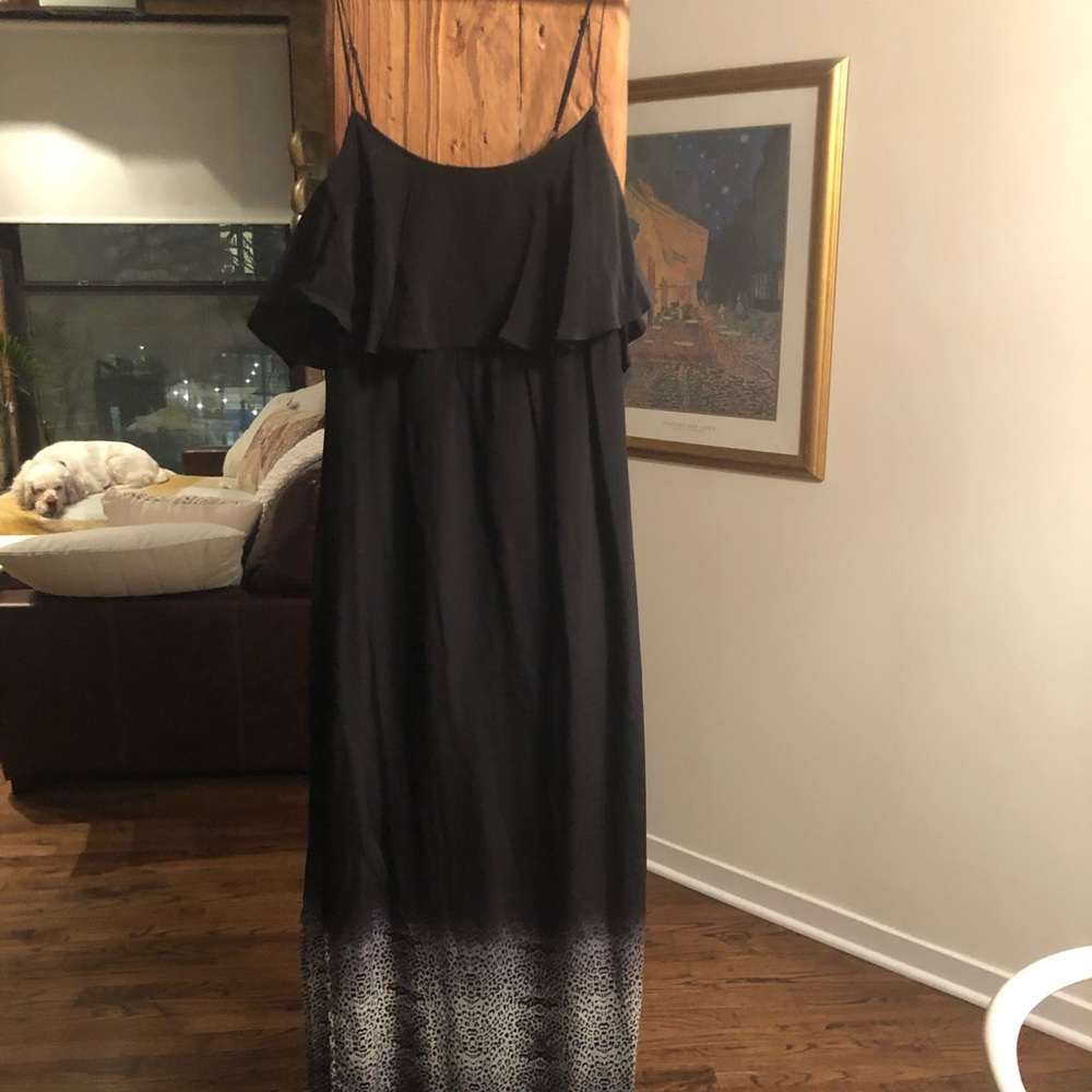Long black dress with animal print